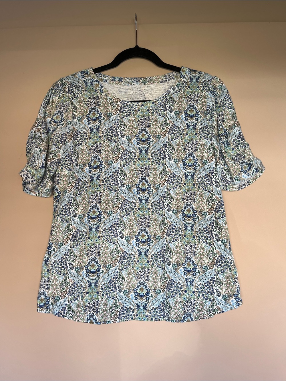 Talbots Ruched Cuff Crewneck Tee